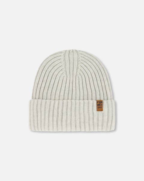 Kids Unisex Cuffed Knit Hat Off-White