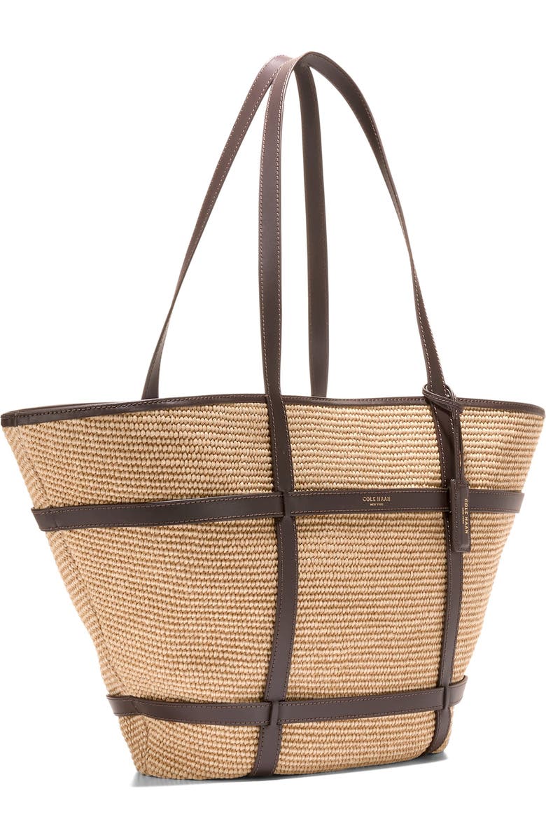 Cole Haan Key West Tote, Alternate, color, Natural Raffia/ Dark Chocolate