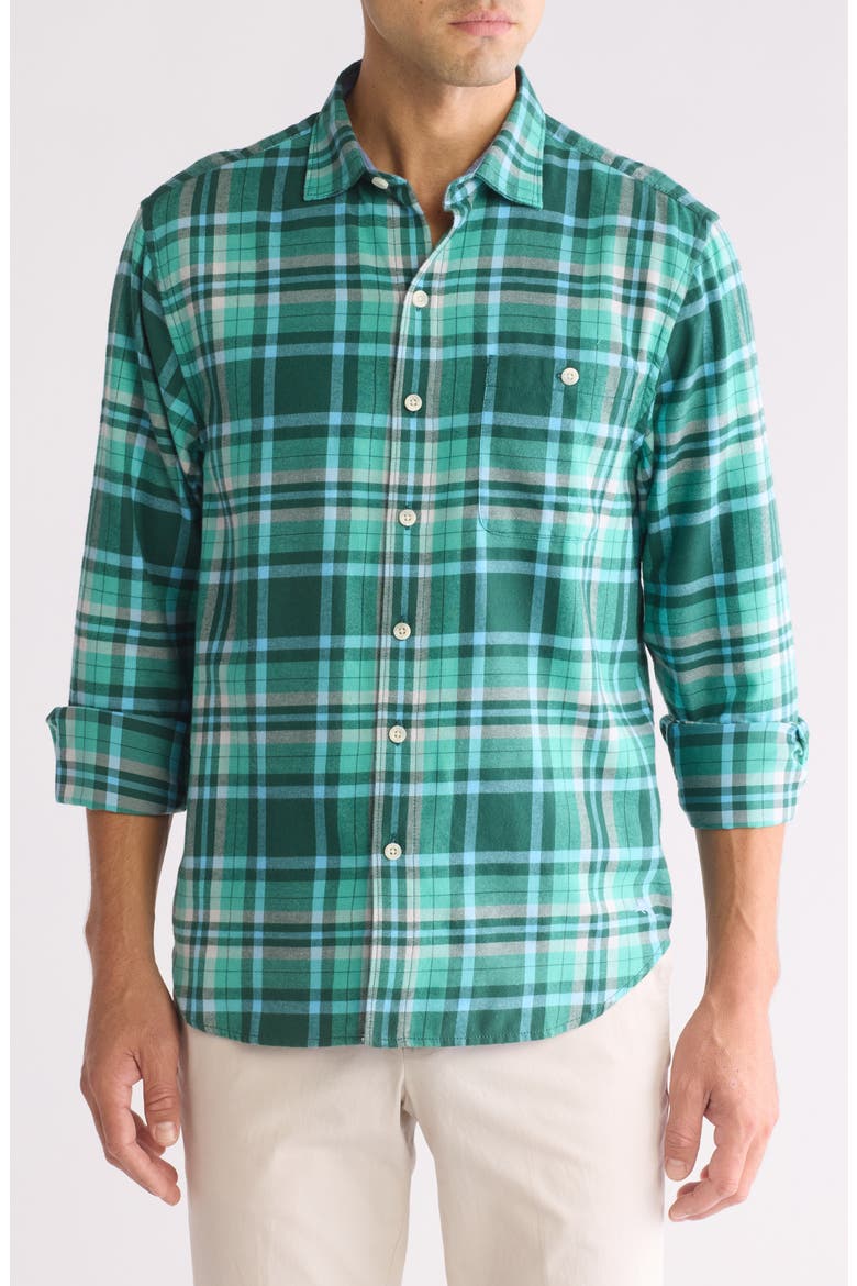 Frozen Lake Plaid Button-Up Shirt, Main, color, DEEP SEA TEAL