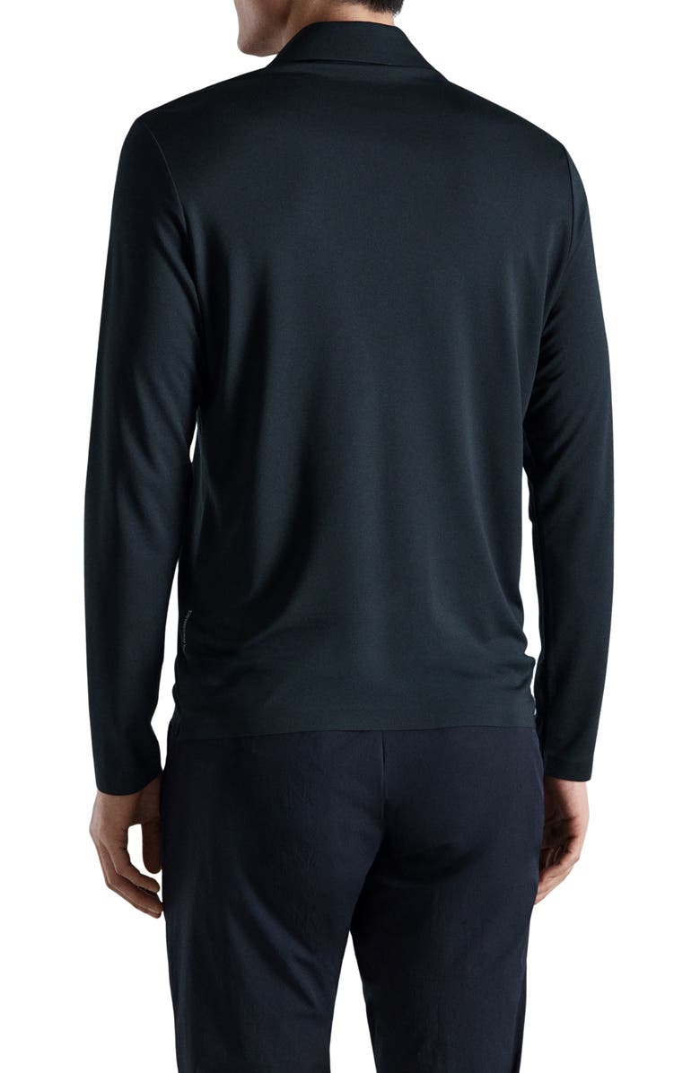 MANGO Comfort Stretch Long Sleeve Quarter Zip Polo, Alternate, color, Navy