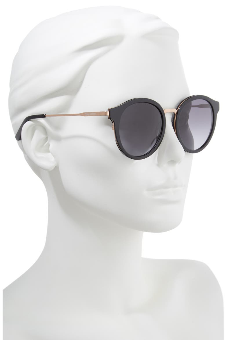 52mm Round Sunglasses, Alternate, color, BLACK/ GOLD