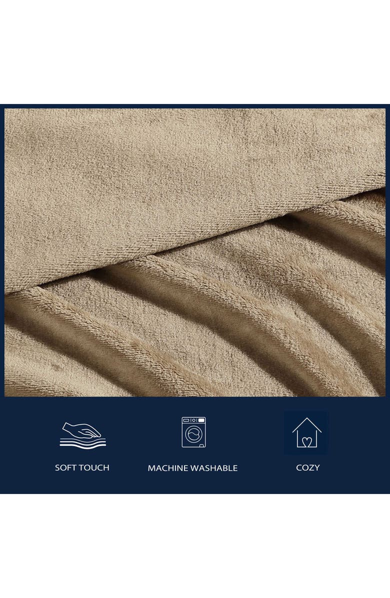 Nautica Soft Tides Plush Blanket, Alternate, color, Brown