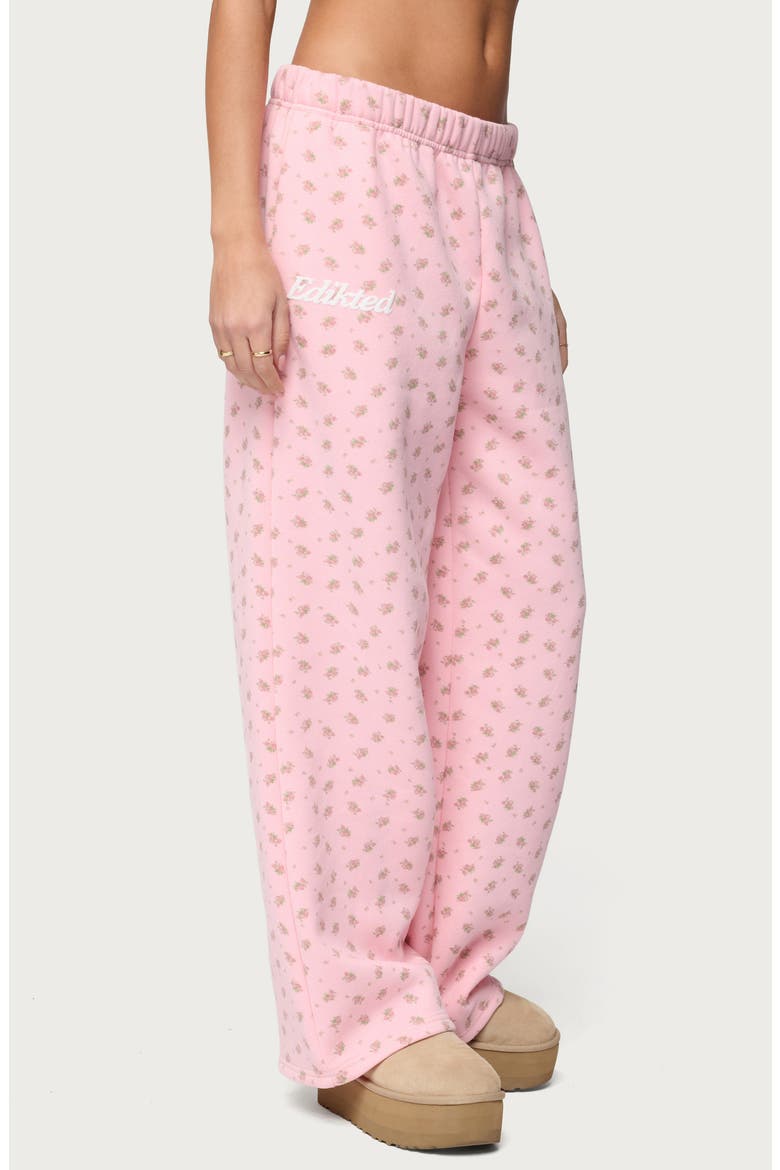 Floral Low Rise Straight Leg Sweatpants, Alternate, color, LIGHT-PINK