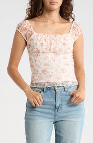 Madden Girl Emma Floral Ruffle Trim Top