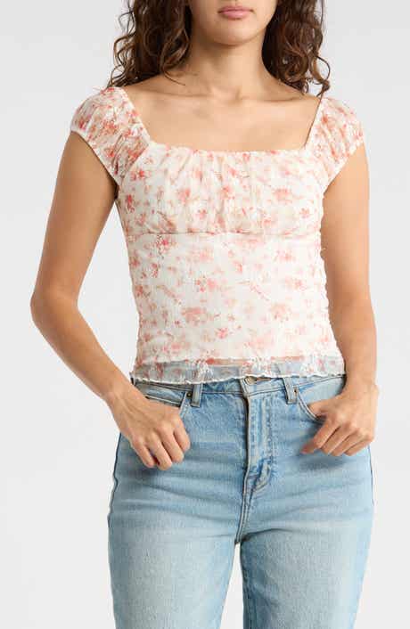 Madden Girl Emma Floral Ruffle Trim Top