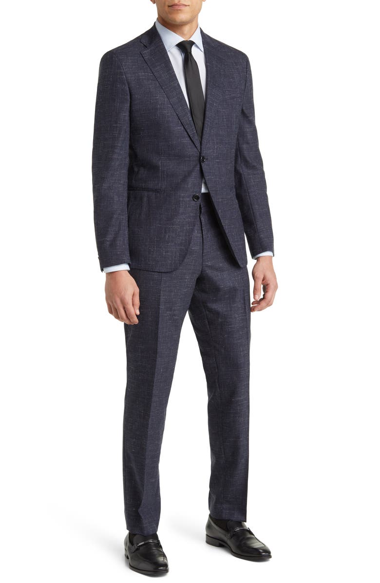 BOSS Huge/Genius Stretch Virgin Wool & Linen Suit, Main, color,