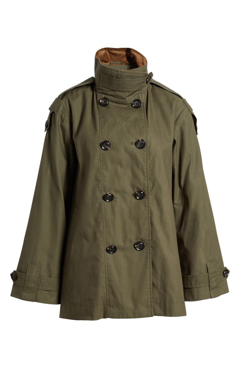 Sam Edelman Courduroy Stand Collar Cotton Trench Coat, Alternate, color, Loden