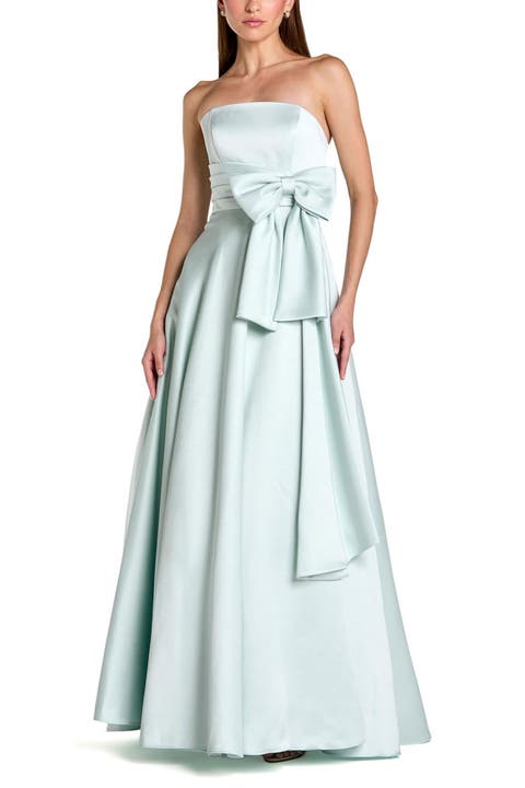 Strapless Satin Ballgown With Bow Detail