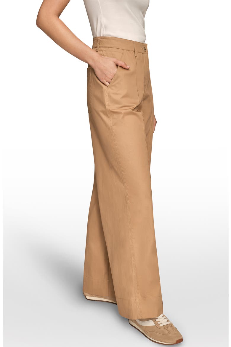 Pintuck High Waist Cotton Wide Leg Pants, Alternate, color, FAWN