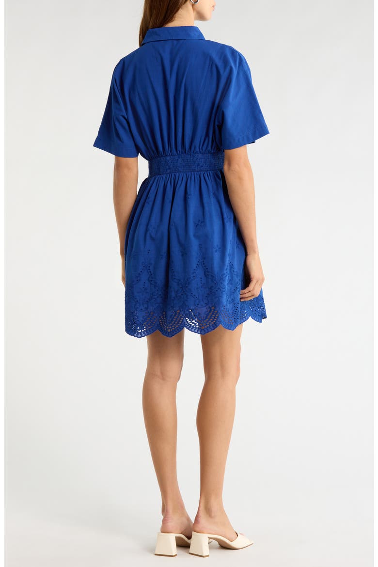 Sammie Pleated Eyelet Cotton Minidress, Alternate, color, NAVY