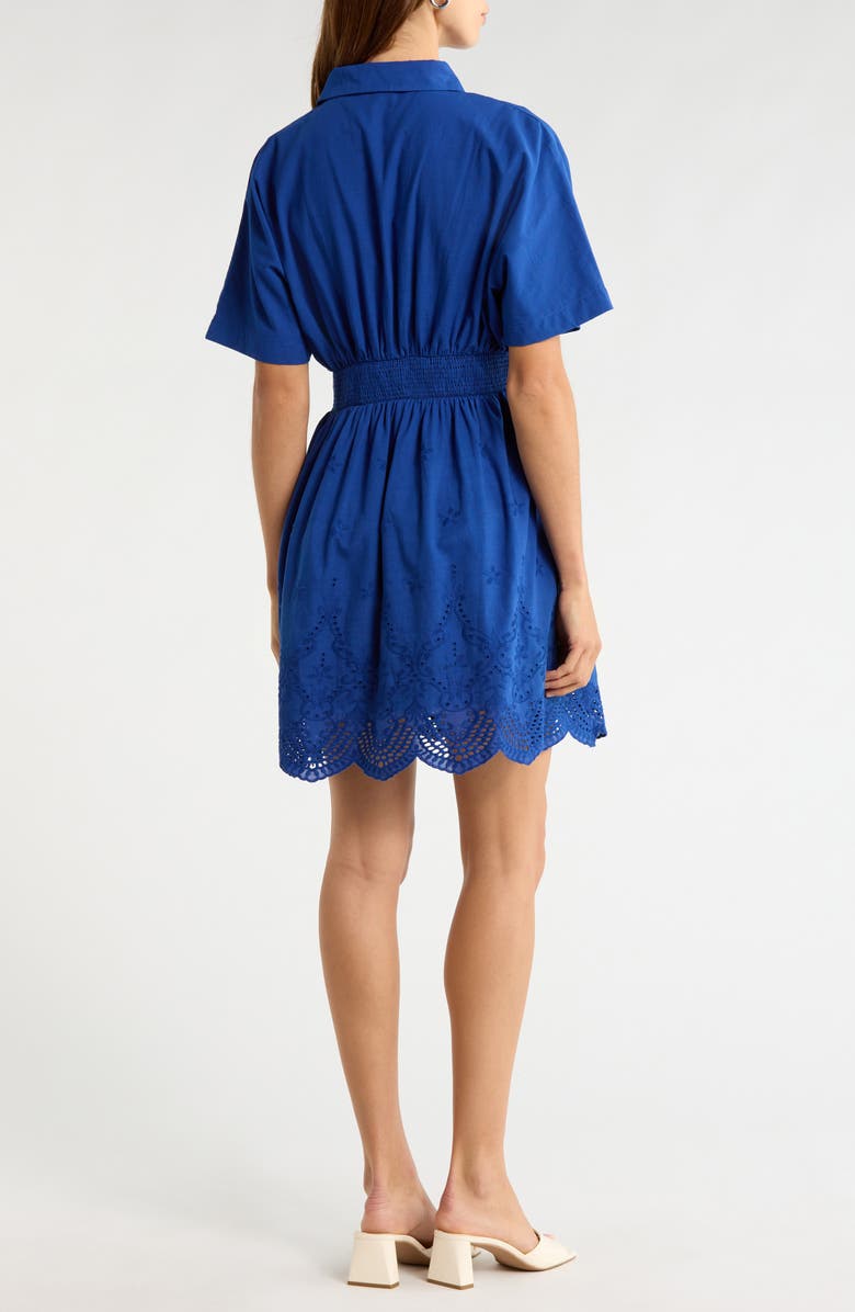 SUGARLIPS Sammie Pleated Eyelet Cotton Minidress, Alternate, color, Navy