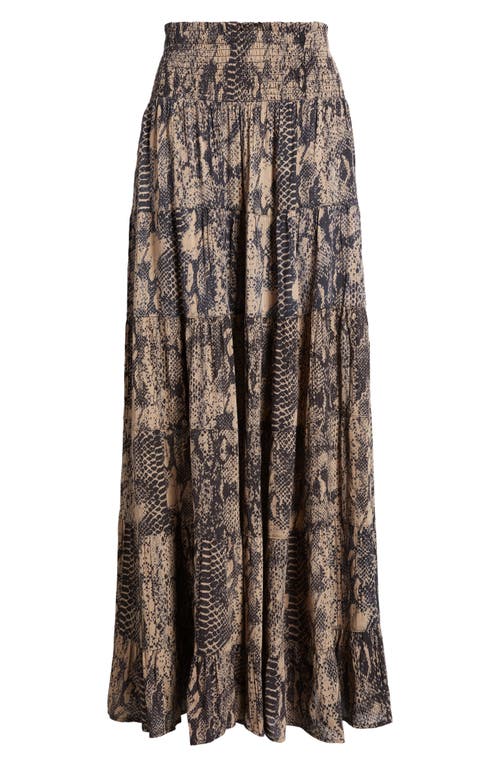 Shop Nikki Lund Torvi Animal Print Maxi Skirt In Taupe
