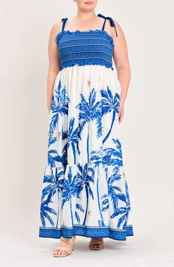 Smocked Tie Shoulder Maxi Dress