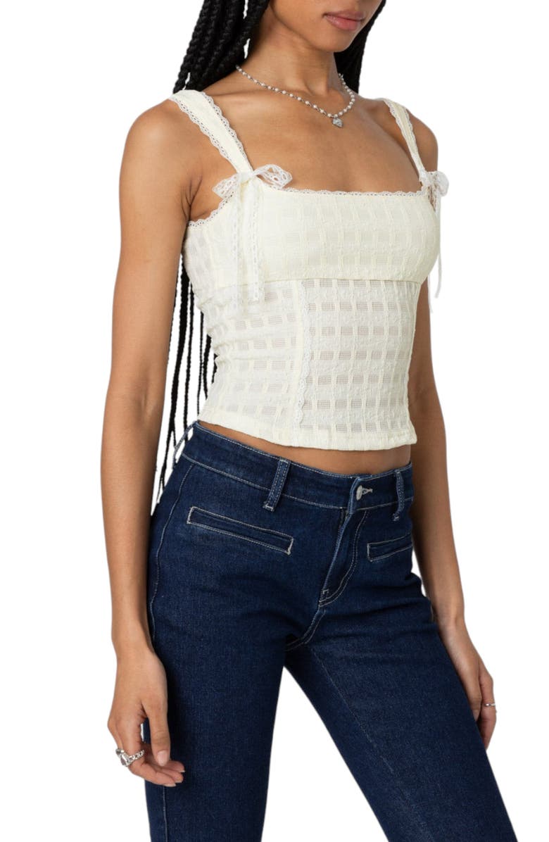 EDIKTED Lace Bustier Corset Top, Alternate, color, Cream