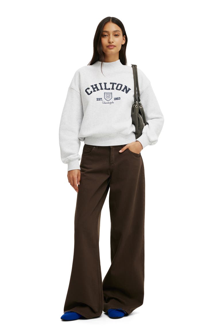 Women's License Mock Neck Sweatshirt, Alternate, color, Gilmore Girls Light Grey