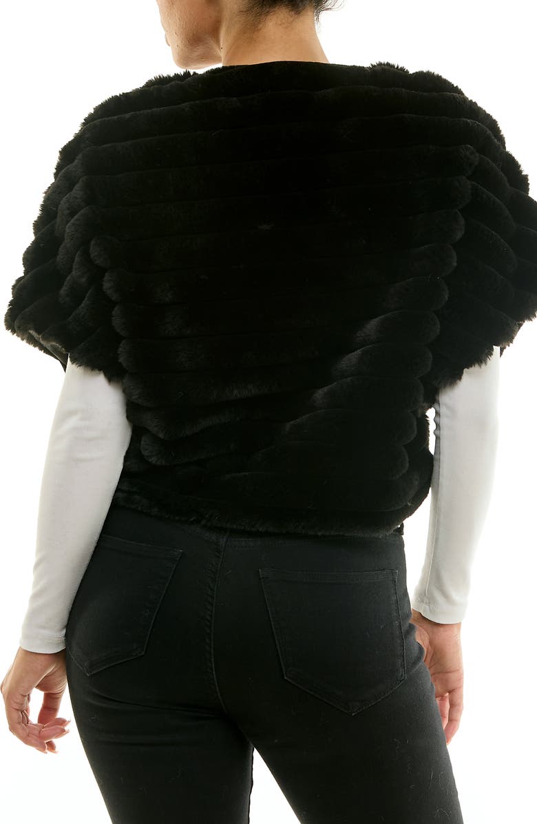 Nina Leonard Faux Fur Capelet, Alternate, color, Black