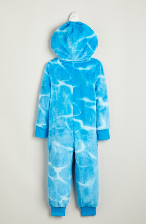 Nordstrom Kids' Shark Hooded Fleece Sleeper Romper In Blue