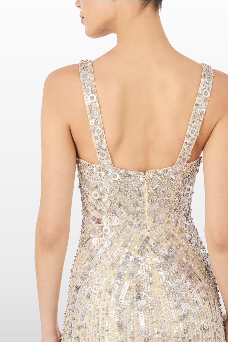 Da Vinci Sequin-Embellished Dress, Alternate, color, Parchment