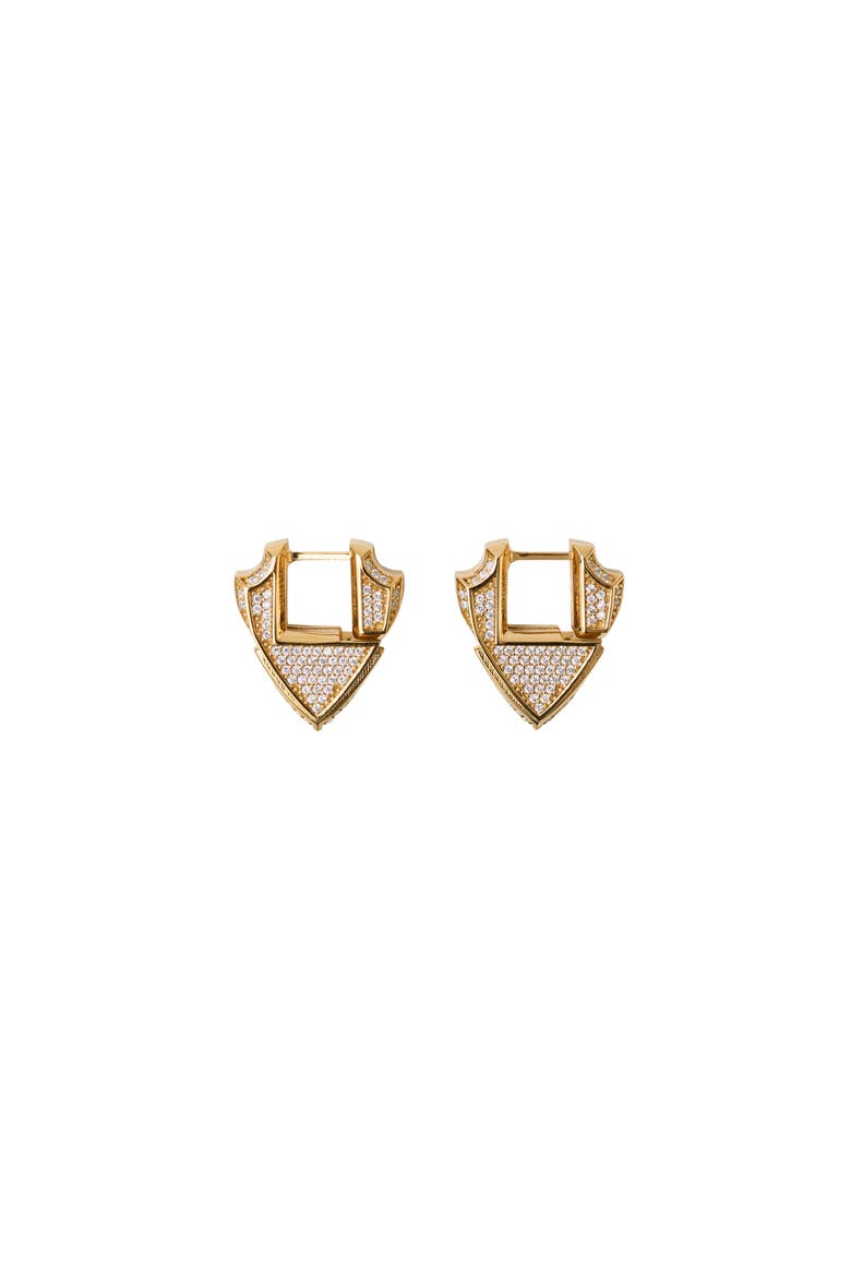 Small Shield Pavé Earrings, Main, color, Gold/clear
