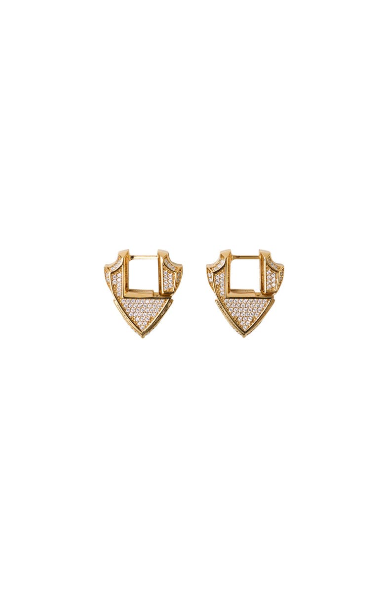 Burberry Small Shield Pavé Earrings, Main, color, Gold/Clear