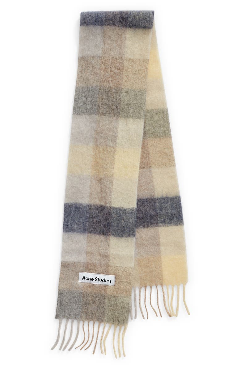 Acne Studios Vally Plaid Alpaca, Wool & Mohair Blend Scarf, Alternate, color, Vanilla/ Beige/ Lavenderdnu