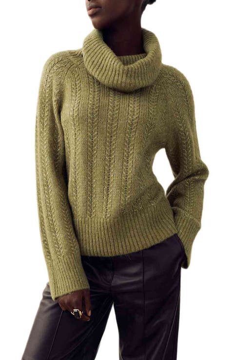Pointelle Turtleneck Sweater