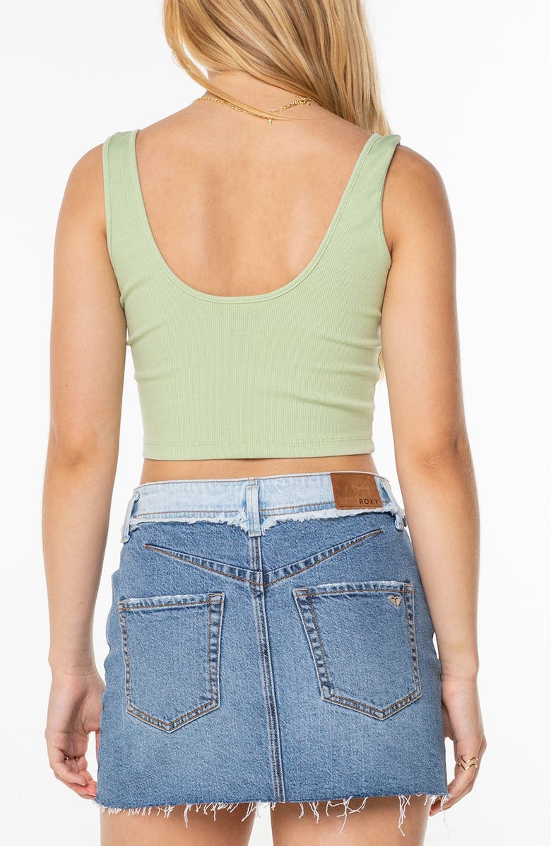 Roxy Grateful for Nature Crop Rib Graphic Tank, Alternate, color, Tarragon