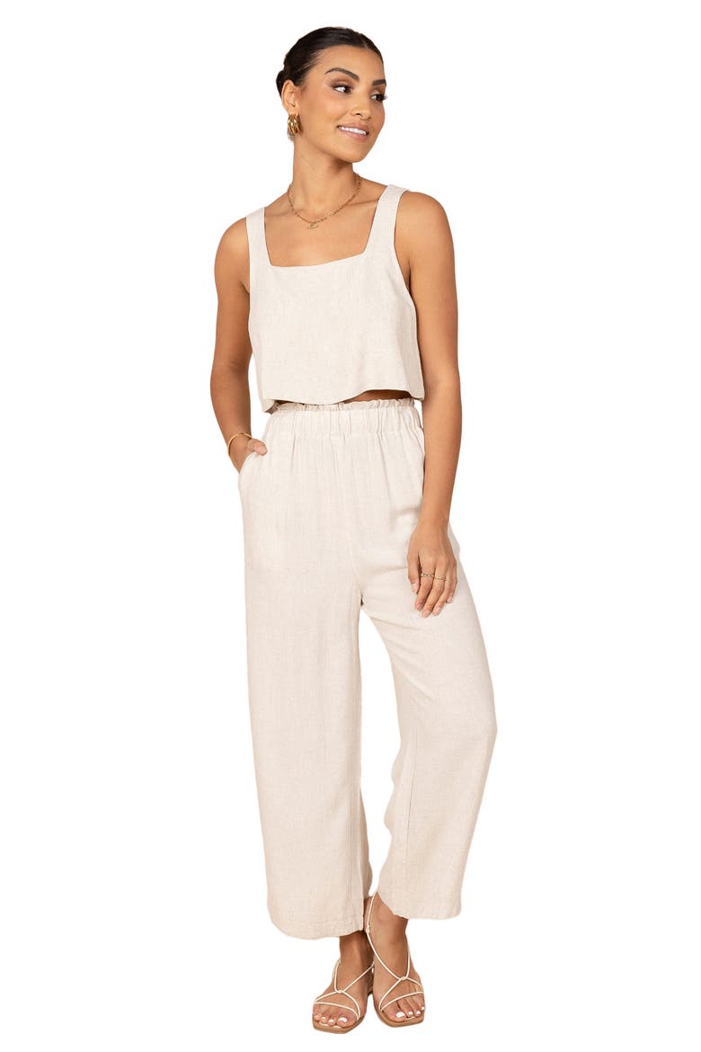 Eleanor Linen Crop Tank, Alternate, color, BEIGE