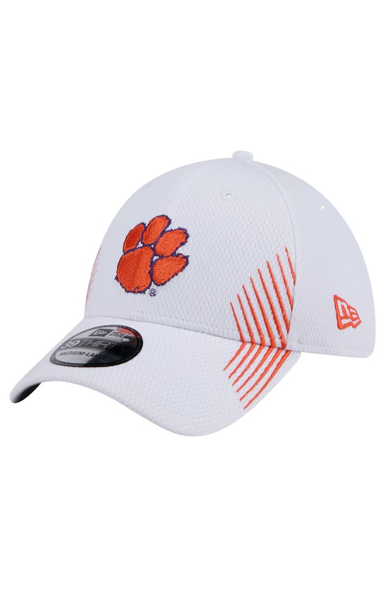New Era Men's New Era White Clemson Tigers Active Slash Sides 39THIRTY Flex Hat, Main, color, 