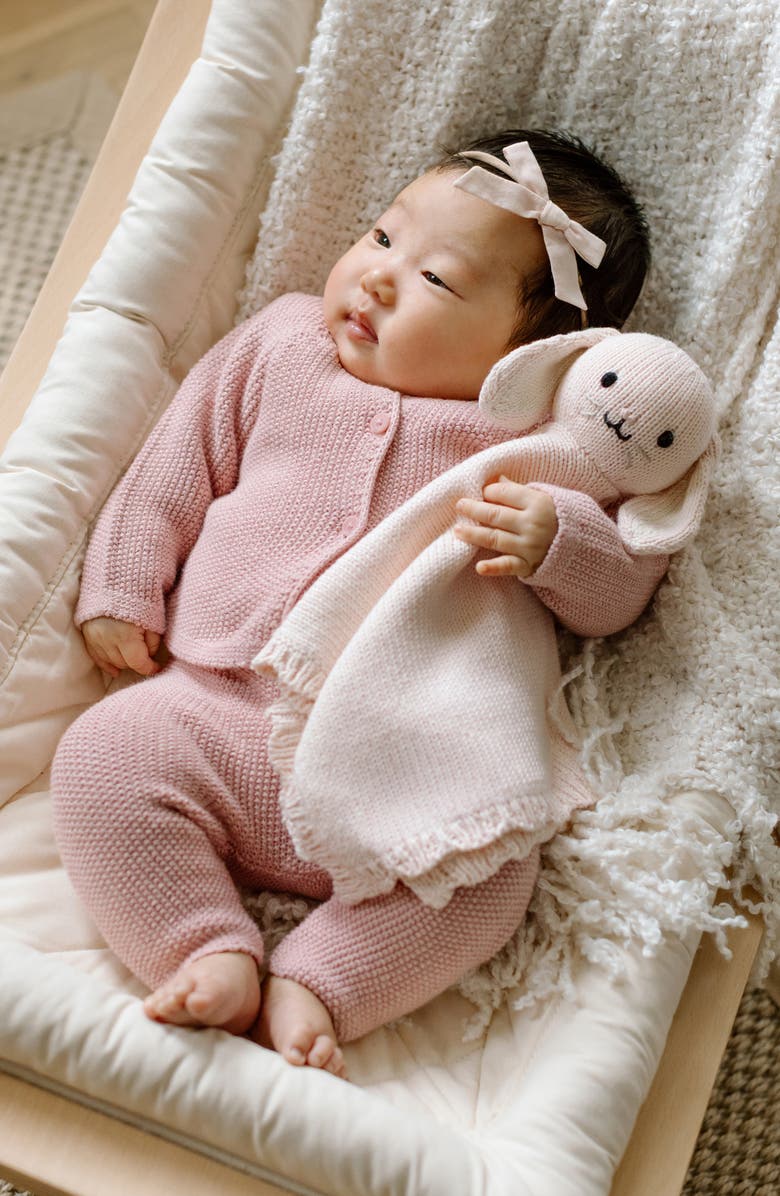 cuddle+kind Baby Bunny Lovey & Soother Blanket, Alternate, color, Pink