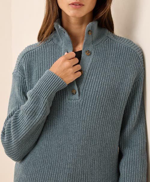Pact Luxe Knit Henley Sweater In Gray