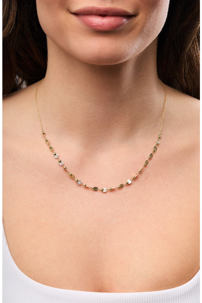 14K Gold Textured Disc Bead Chain Necklace, Alternate, color, 14K YELLOW GOLD