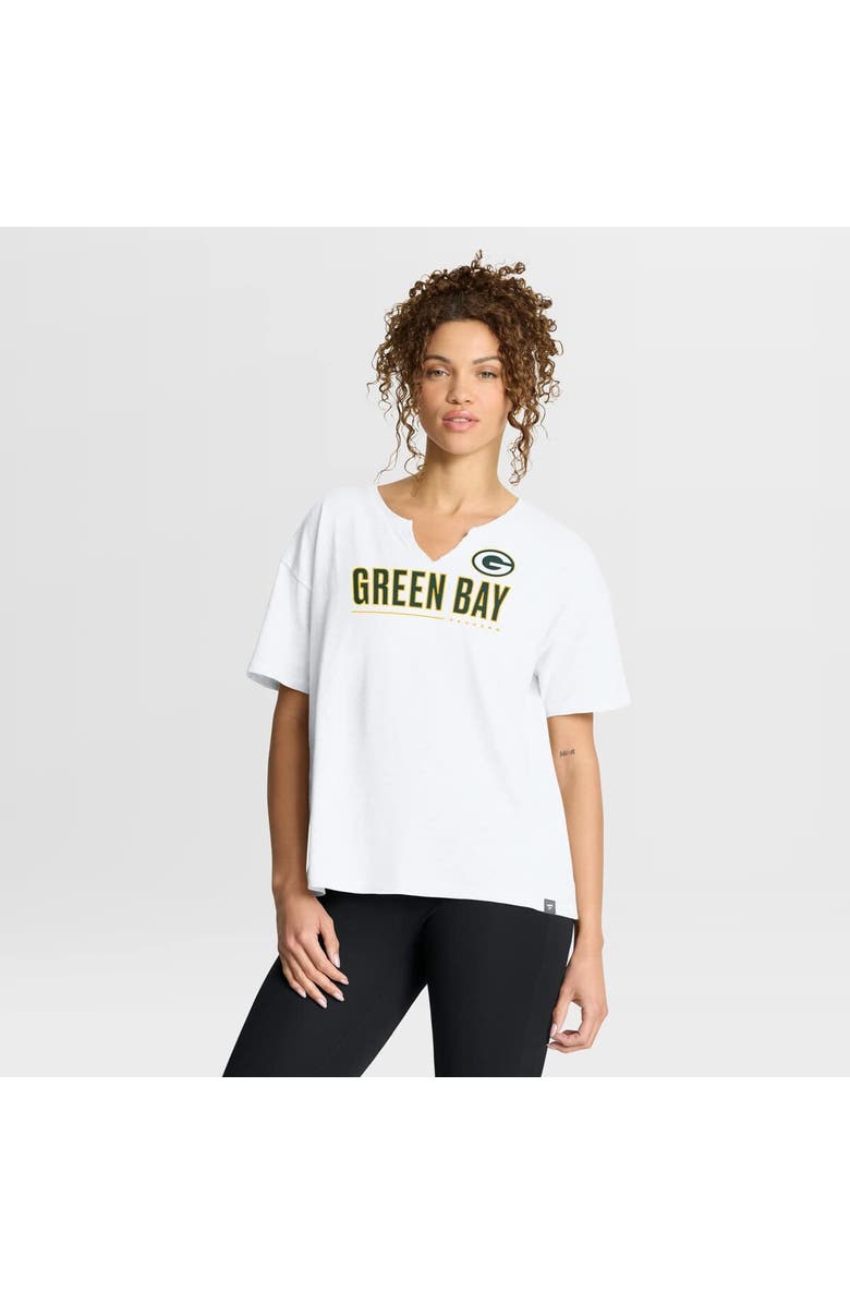 FANATICS Women's Fanatics White Green Bay Packers Redzone Slub Boxy T-Shirt, Main, color, White