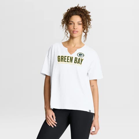 Women's Fanatics White Green Bay Packers Redzone Slub Boxy T-Shirt