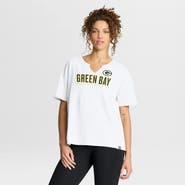 FANATICS Women's Fanatics White Green Bay Packers Redzone Slub Boxy T-Shirt