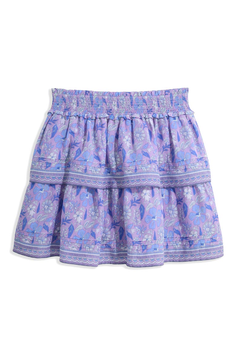 Kids' Pintuck Tiered Skirt, Main, color, PRINT LILAC BREEZE
