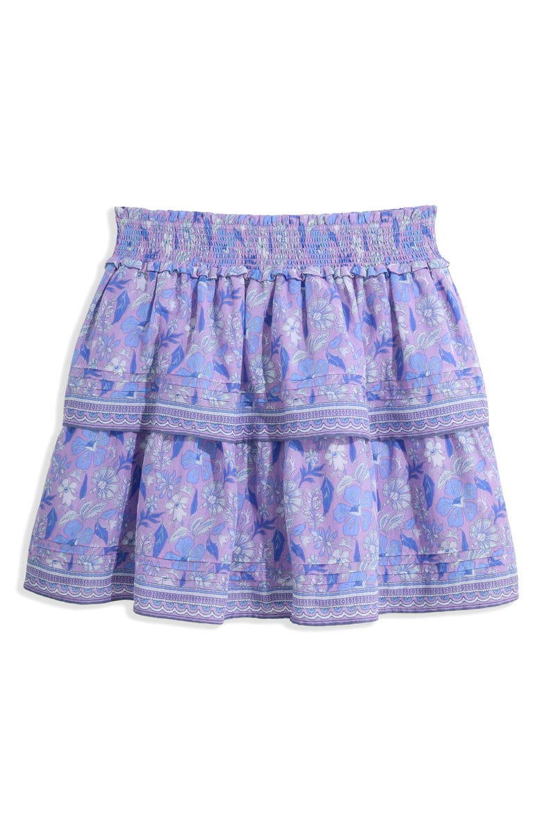 vineyard vines Kids' Pintuck Tiered Skirt, Main, color, Print Lilac Breeze