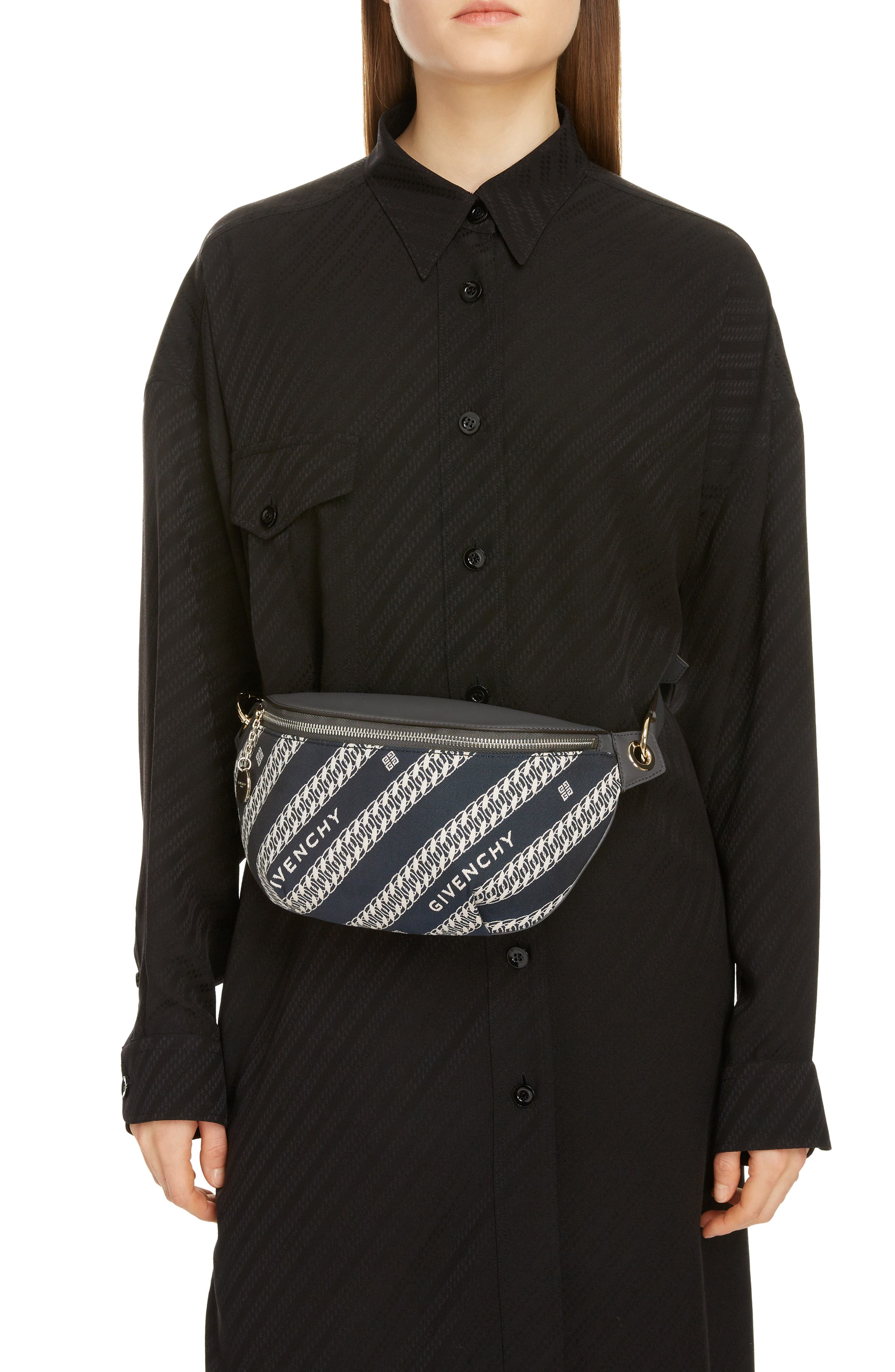Givenchy Chain Print Canvas Belt Bag, Alternate, color, 