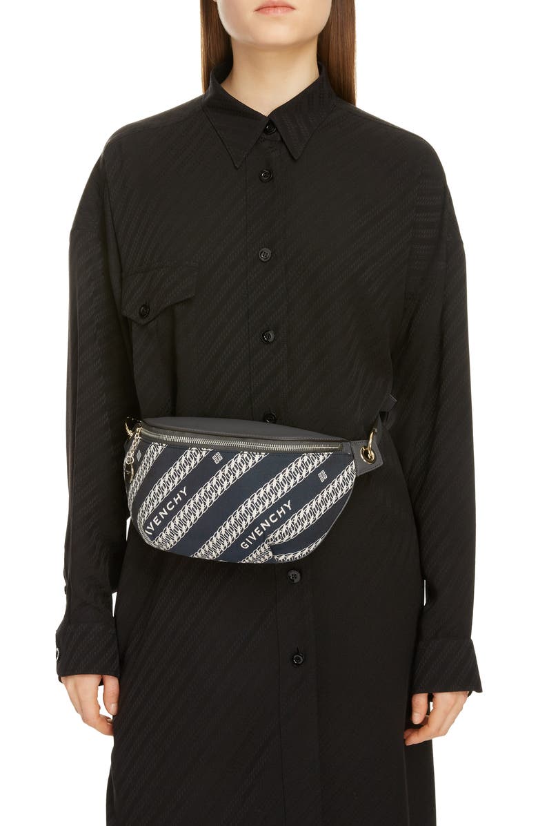 Givenchy Chain Print Canvas Belt Bag, Alternate, color,