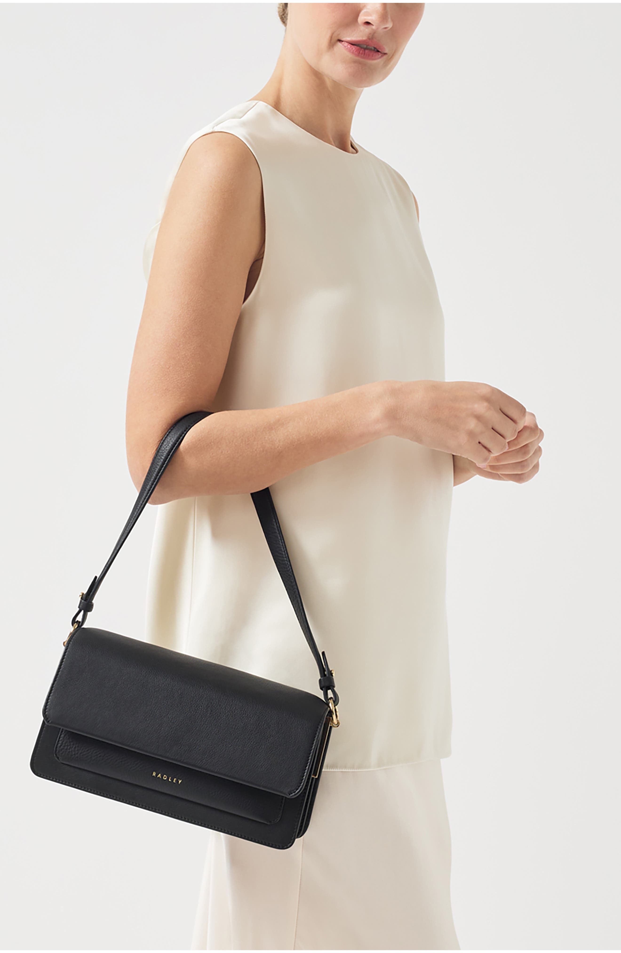 Radley Leather Lane Medium Shoulder Bag, Alternate, color, Black