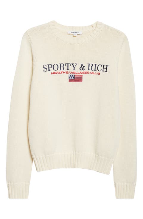 Nautical Embroidered Cotton Crop Sweater