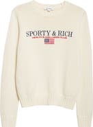 Sporty & Rich Nautical Embroidered Cotton Crop Sweater