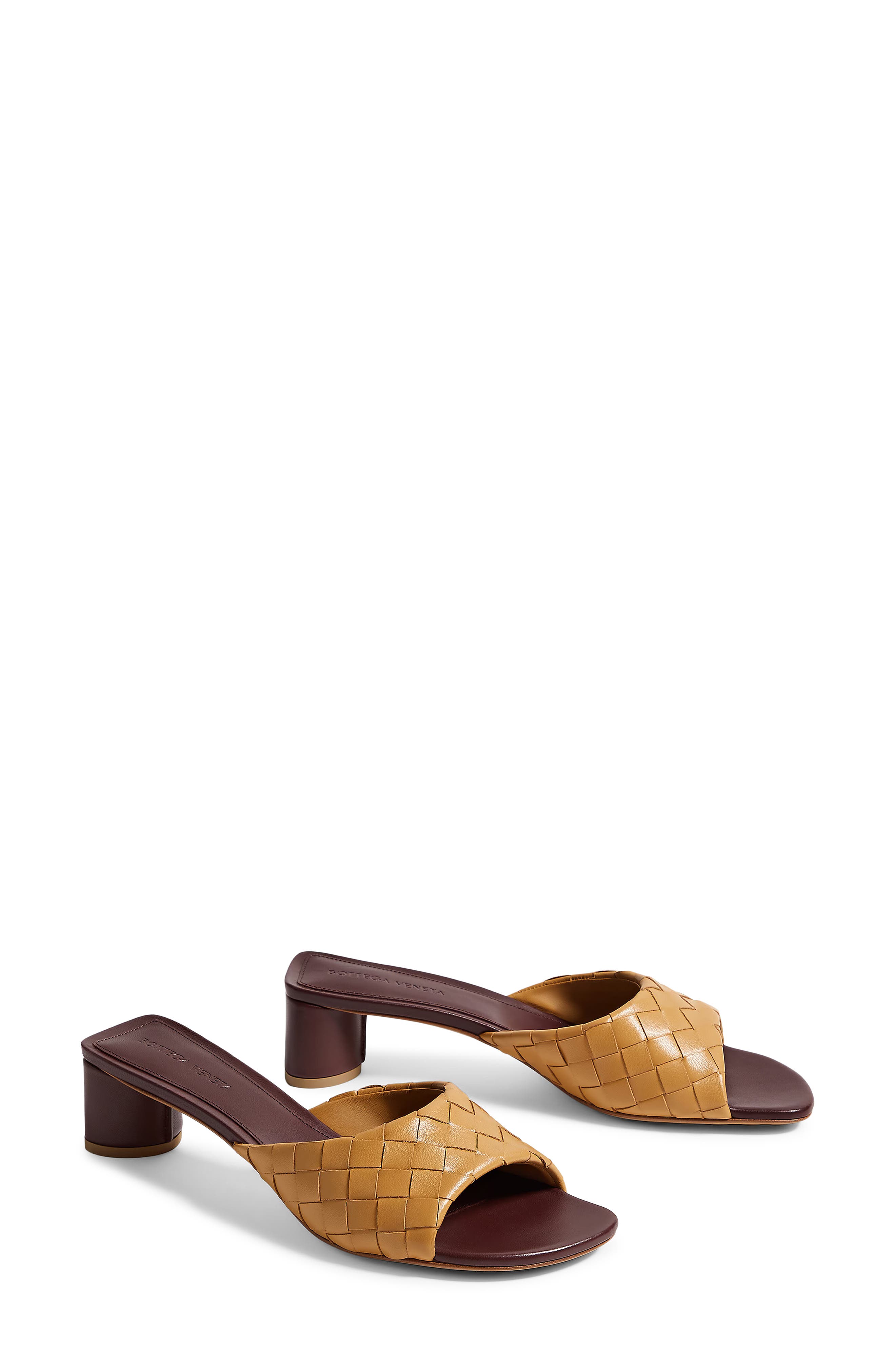 Livia Infilato Intrecciato Slide Sandal, Alternate, color, MOJAVE BEIGE/ SIENNA BROWN