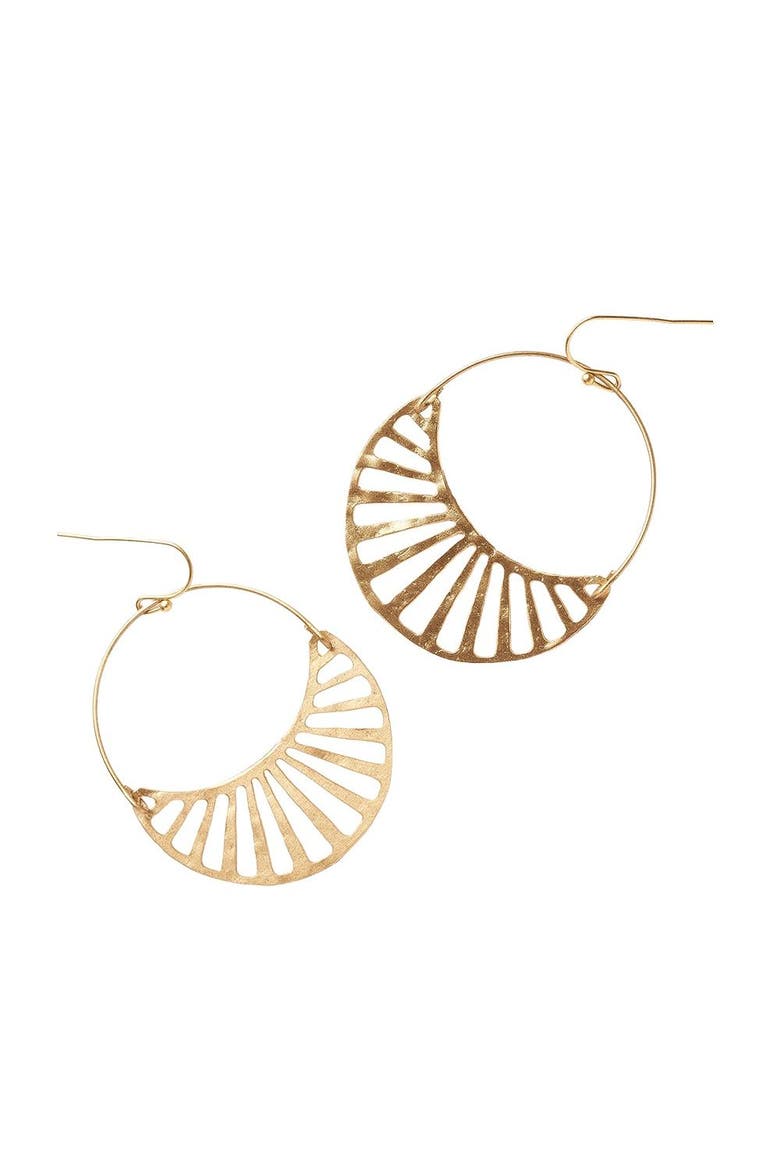 Rajani Hoop Earrings - Crescent Disc, Main, color, Gold