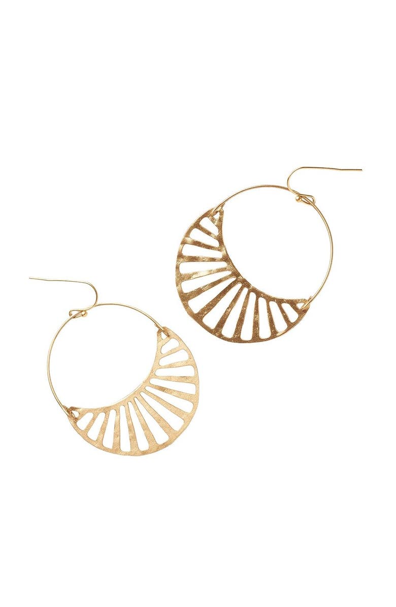 Matr Boomie Rajani Hoop Earrings - Crescent Disc, Main, color, Gold