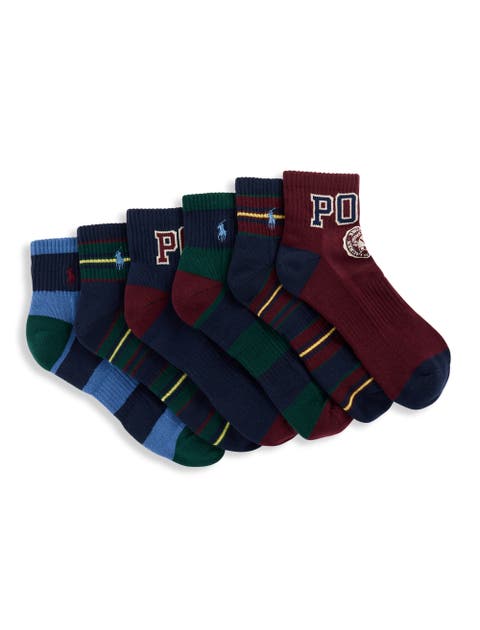 Big & Tall 6-pk Crest 1/4-Top Socks