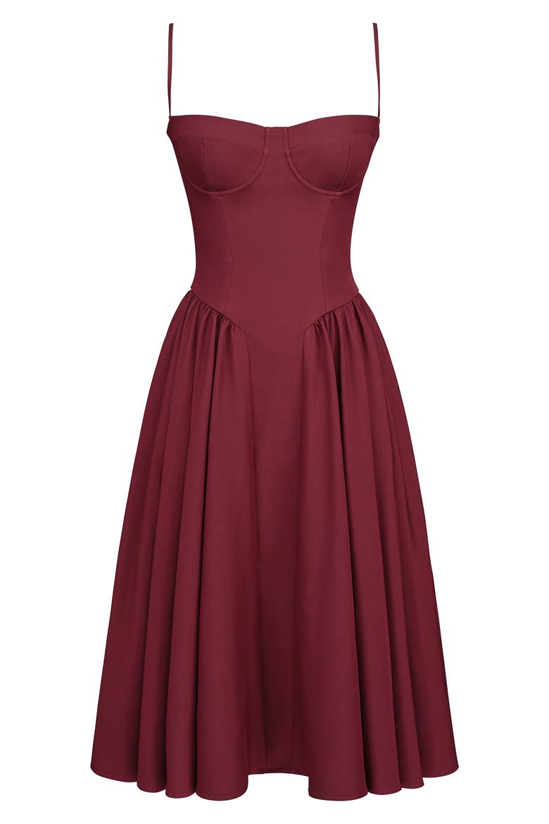 Samaria Corset Cocktail Dress, Alternate, color, WINE