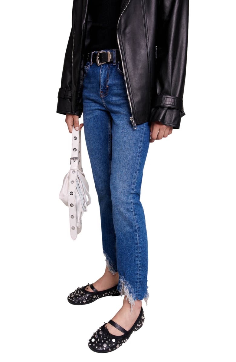 maje Pachafranbis Chewed Hem Skinny Jeans, Alternate, color, 