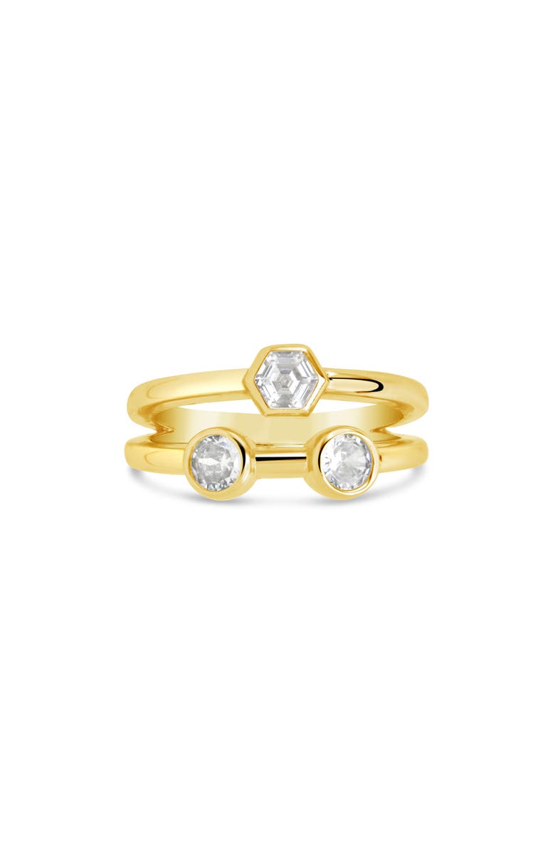 Sterling Forever Lou CZ Double Band Ring, Alternate, color, Gold