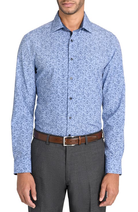 Slim Fit Abstract Print Performance Dress Shirt (Regular & Big)
